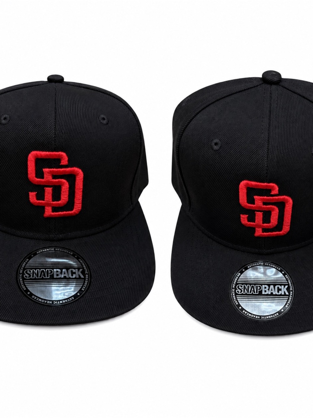Black San Diego padres Snapback Hat with Red Embroidered SD Logo SD padres cap